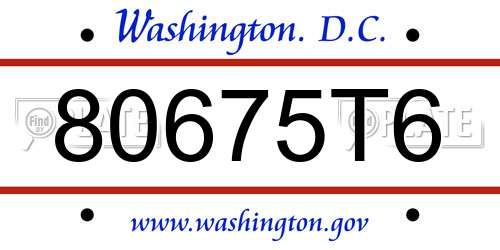 80675T6 District Of Columbia License Plate