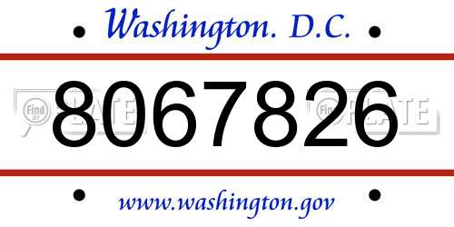 8067826 District Of Columbia License Plate