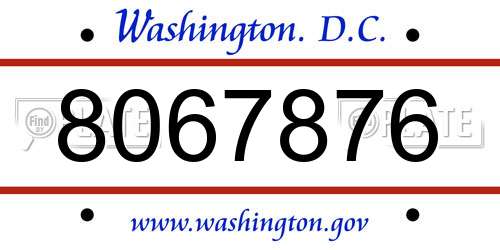 8067876 District Of Columbia License Plate