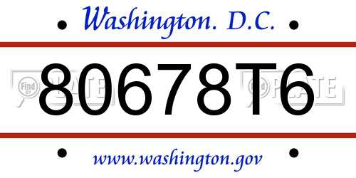 80678T6 District Of Columbia License Plate
