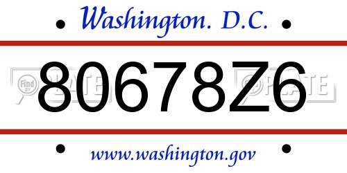 80678Z6 District Of Columbia License Plate
