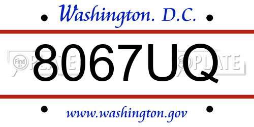 8067UQ District Of Columbia License Plate