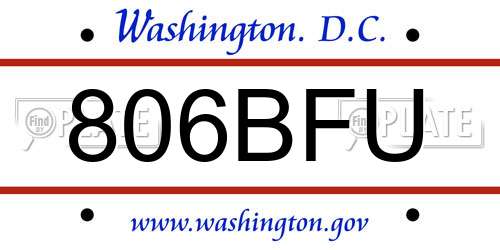 806BFU District Of Columbia License Plate