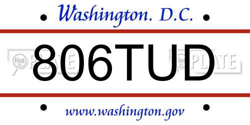 806TUD District Of Columbia License Plate