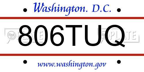 806TUQ District Of Columbia License Plate