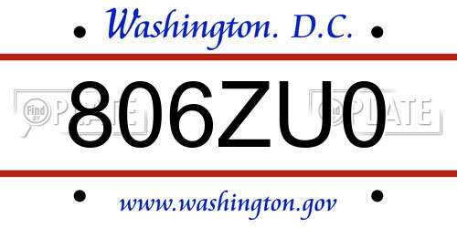 806ZU0 District Of Columbia License Plate