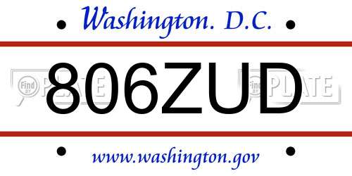 806ZUD District Of Columbia License Plate
