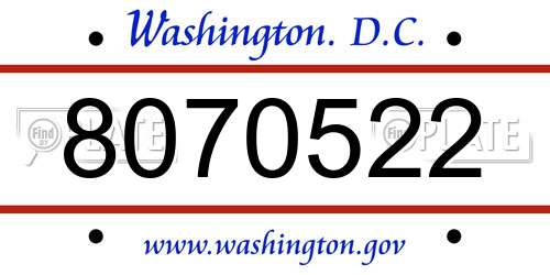 8070522 District Of Columbia License Plate