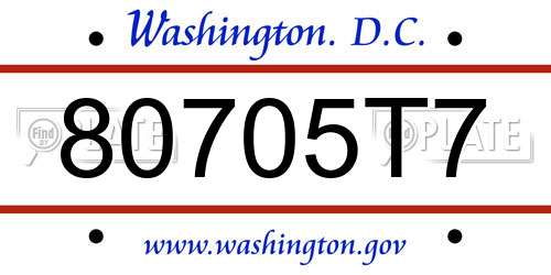 80705T7 District Of Columbia License Plate