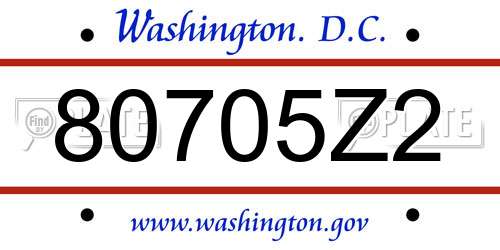 80705Z2 District Of Columbia License Plate