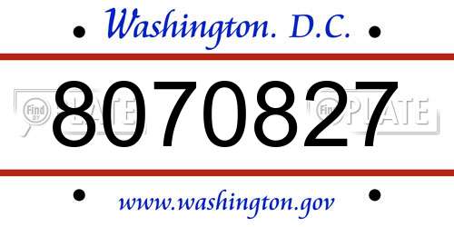 8070827 District Of Columbia License Plate