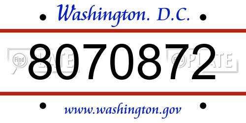 8070872 District Of Columbia License Plate