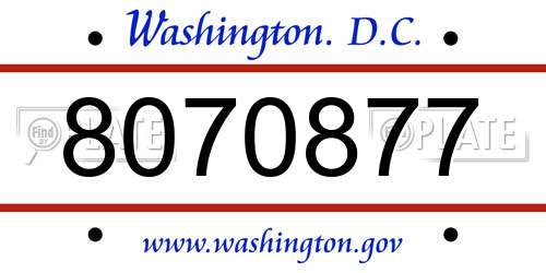 8070877 District Of Columbia License Plate