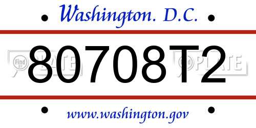 80708T2 District Of Columbia License Plate