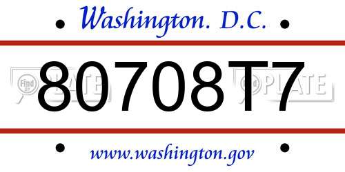 80708T7 District Of Columbia License Plate