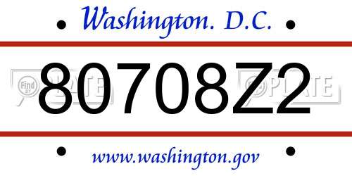 80708Z2 District Of Columbia License Plate
