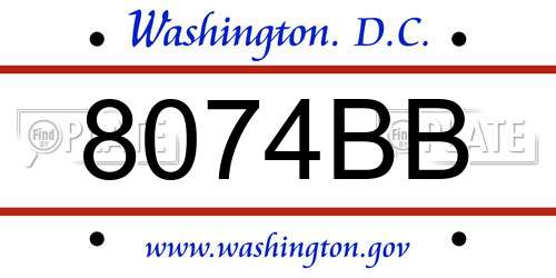 8074BB District Of Columbia License Plate