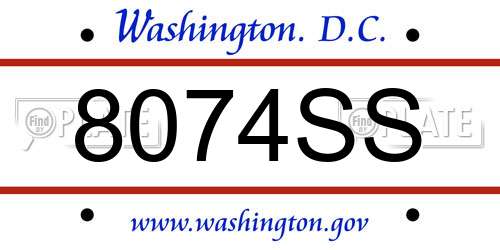 8074SS District Of Columbia License Plate
