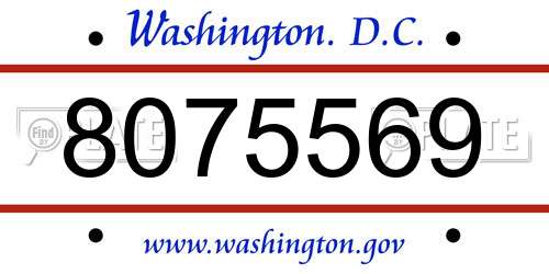 8075569 District Of Columbia License Plate