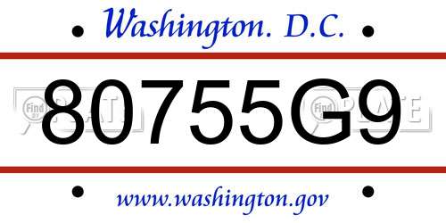 80755G9 District Of Columbia License Plate