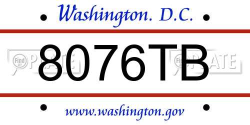 8076TB District Of Columbia License Plate