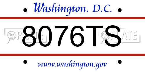 8076TS District Of Columbia License Plate