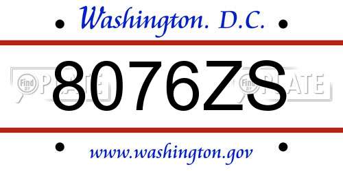 8076ZS District Of Columbia License Plate
