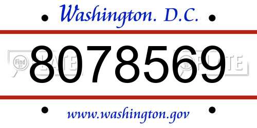 8078569 District Of Columbia License Plate