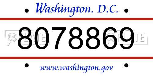 8078869 District Of Columbia License Plate