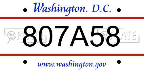 807A58 District Of Columbia License Plate