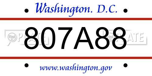 807A88 District Of Columbia License Plate