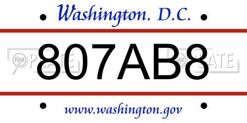 807AB8 District Of Columbia License Plate
