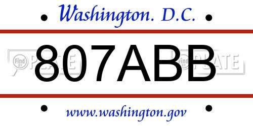 807ABB District Of Columbia License Plate