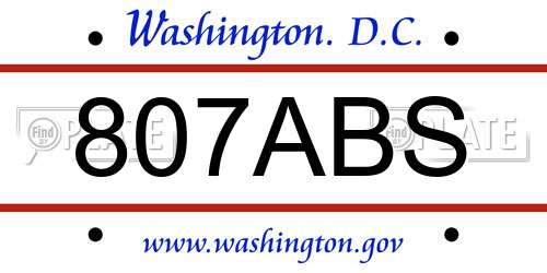 807ABS District Of Columbia License Plate