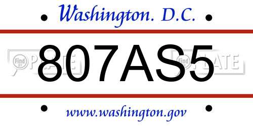 807AS5 District Of Columbia License Plate
