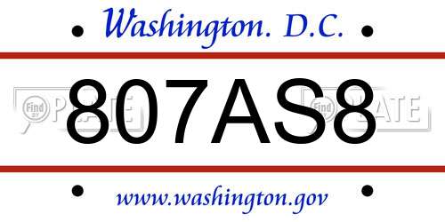 807AS8 District Of Columbia License Plate