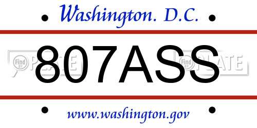 807ASS District Of Columbia License Plate