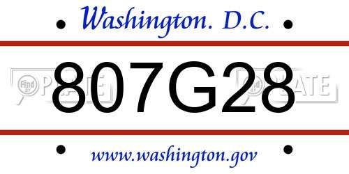 807G28 District Of Columbia License Plate