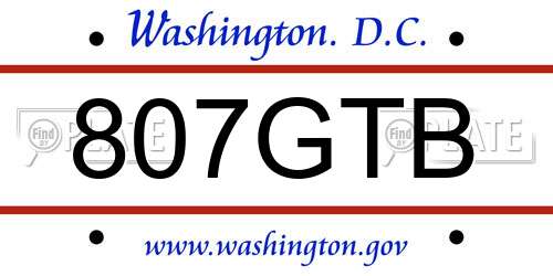 807GTB District Of Columbia License Plate