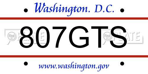 807GTS District Of Columbia License Plate