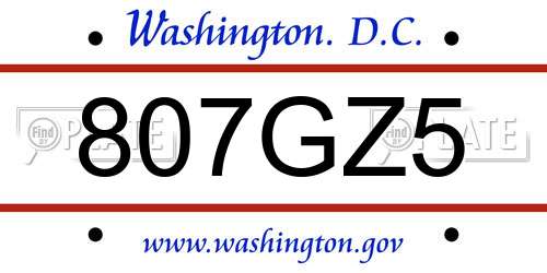 807GZ5 District Of Columbia License Plate