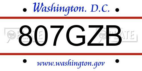 807GZB District Of Columbia License Plate