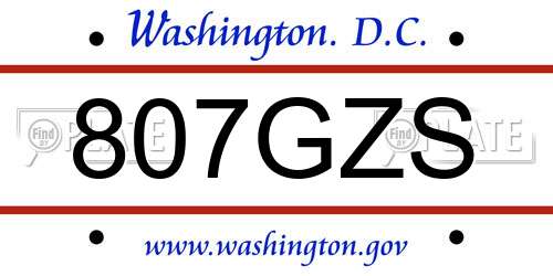 807GZS District Of Columbia License Plate