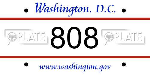 808 District Of Columbia License Plate