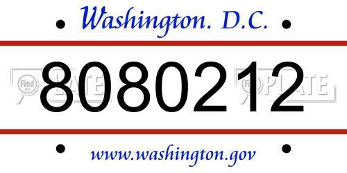 8080212 District Of Columbia License Plate