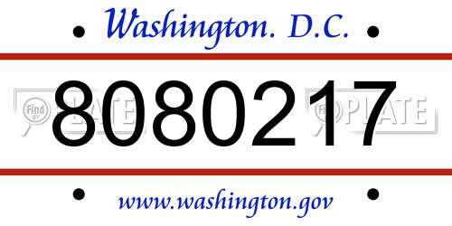 8080217 District Of Columbia License Plate