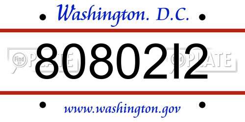 80802I2 District Of Columbia License Plate