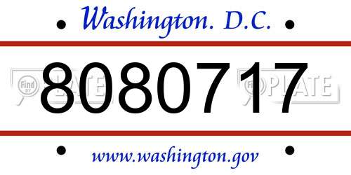 8080717 District Of Columbia License Plate