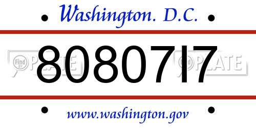 80807I7 District Of Columbia License Plate