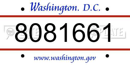 8081661 District Of Columbia License Plate